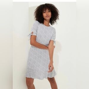 Banana Republic Black White Dot Puff Sleeve Mini Dress